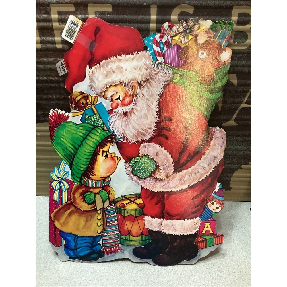 Large Christmas Santa with Child Die Cut / Dual-Sided / Vintage /Artfaire Co.